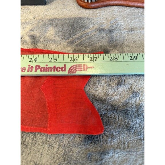 Vintage 50s 60s Christmas Half Apron Sheer Red Appliqued Holly Baubles Balls - Picture 8 of 13